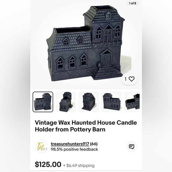 Vintage Pottery Barn Vintage Wax Haunted House Votive Candle Holder Halloween - Picture 16 of 17